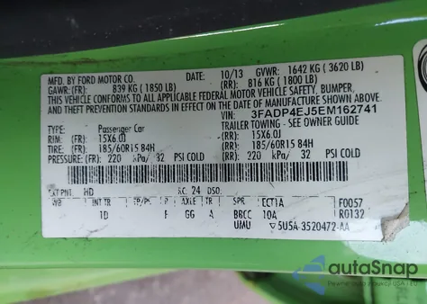 2014 Ford Fiesta Se из США, поврежденный, VIN 3FADP4EJ5EM162741